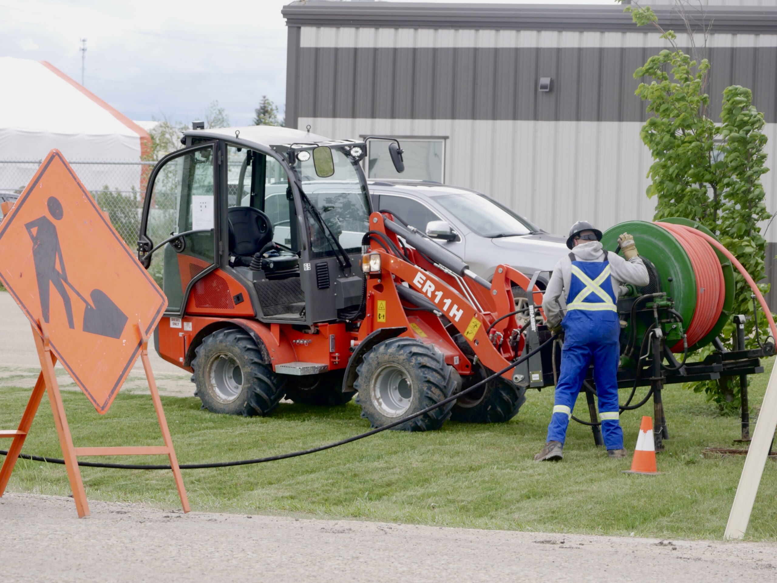 Remote easement machine operating in an area inaccessible to standard trucks