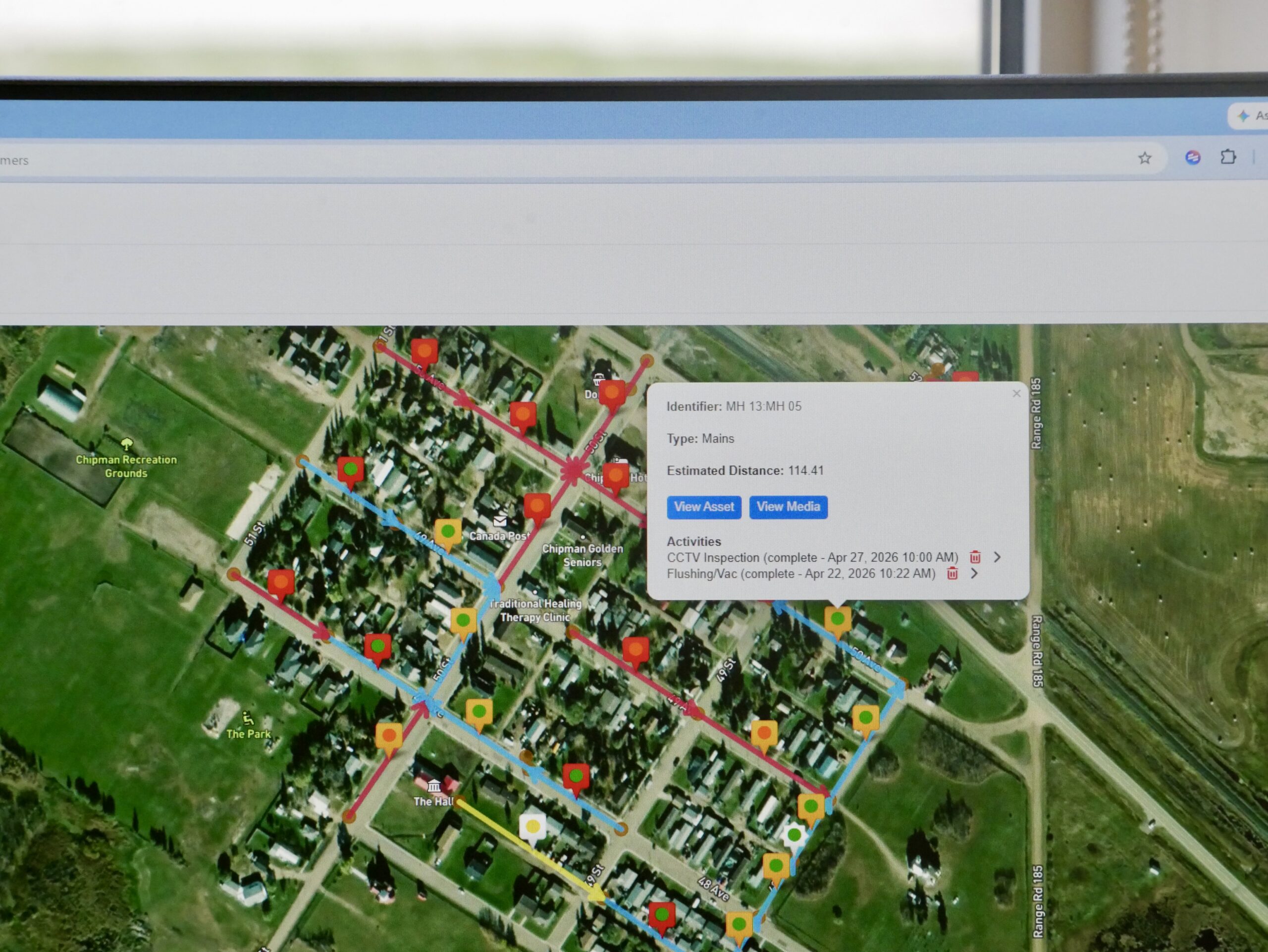 MARS™ platform map showing mapped infrastructure points and asset locations for field data management.
