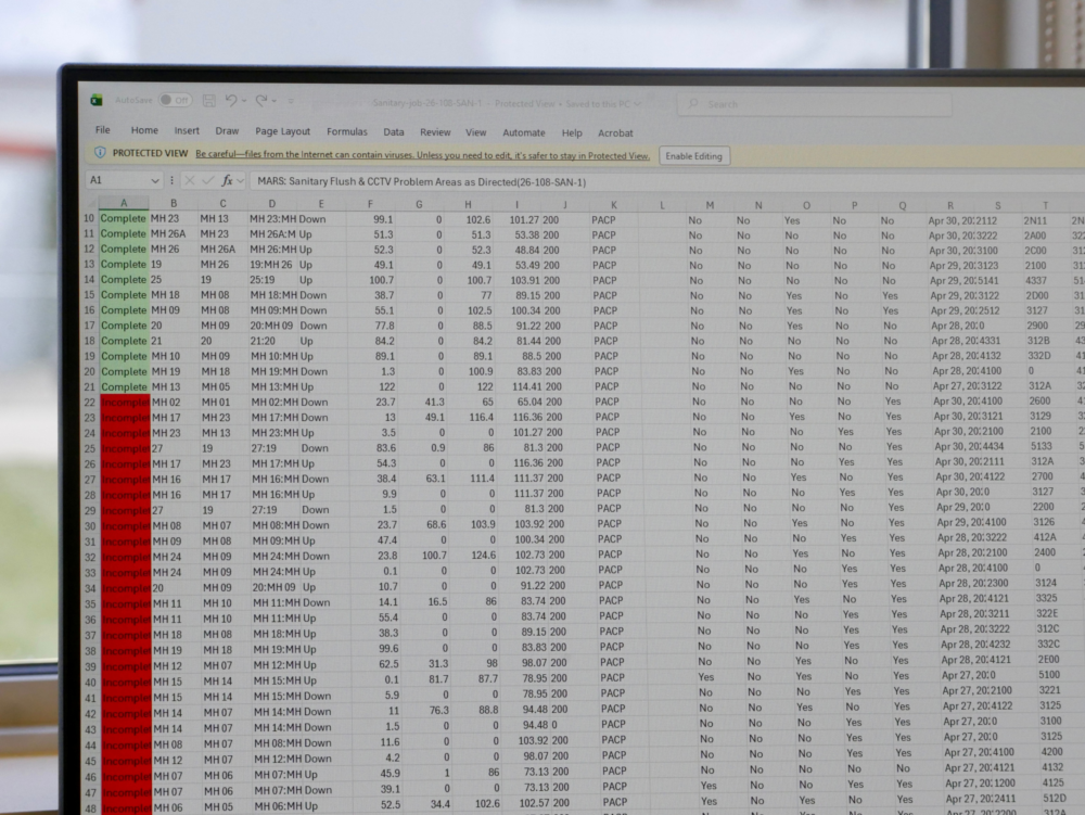 Excel data being prepared for upload into MARS software for client reporting